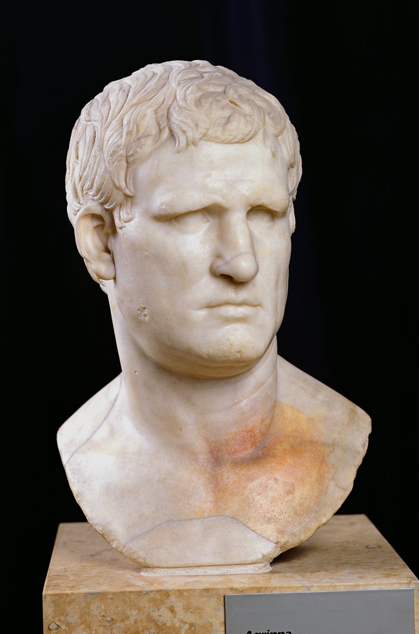 Buste af Agrippa (63-12 f.Kr.) (marmor) af Roman