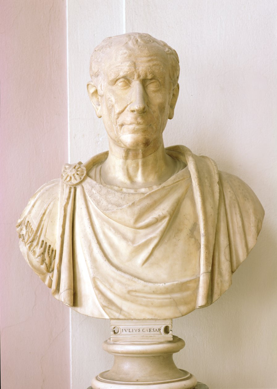Buste af Julius Cæsar (100-44 f.Kr.) (marmor) af Roman