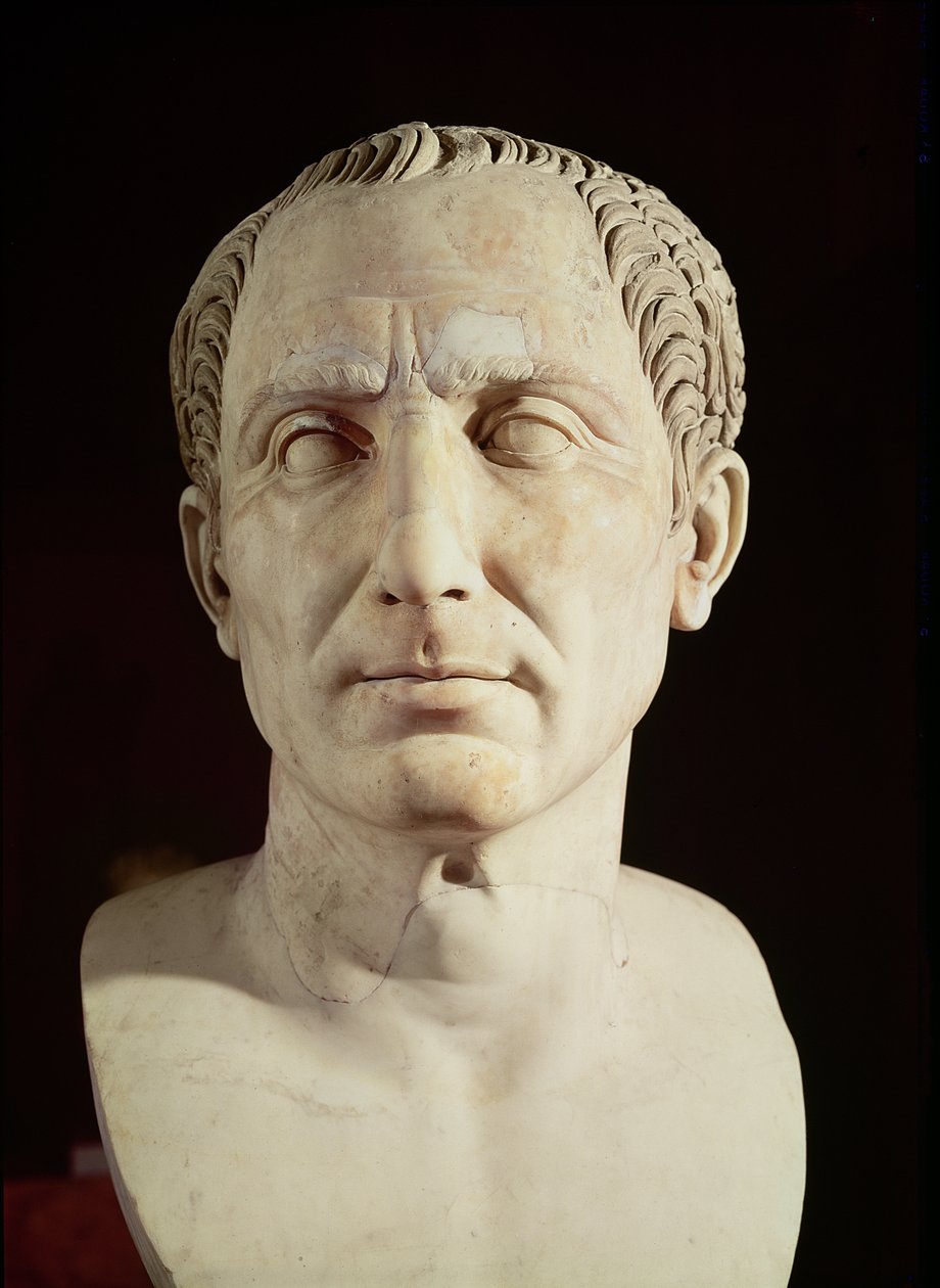 Buste af Julius Cæsar (100-44 f.Kr.) (marmor) af Roman