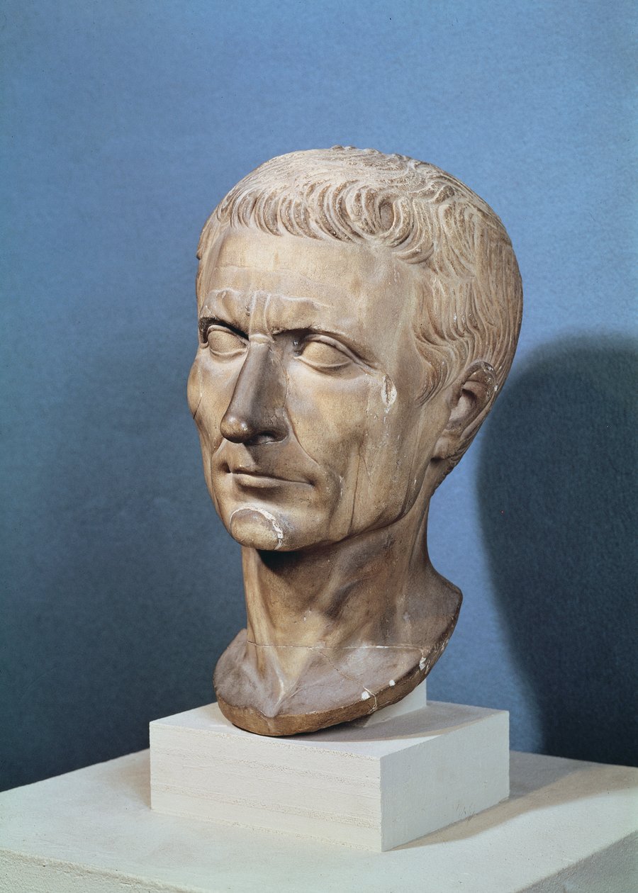 Buste af Julius Cæsar (100-44 f.Kr.) (marmor) af Roman
