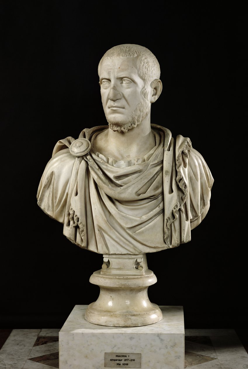 Buste af Marcus Claudius Tacitus (ca. 200-276) eller Marcus Opelius Macrinus (164-218) (marmor) af Roman