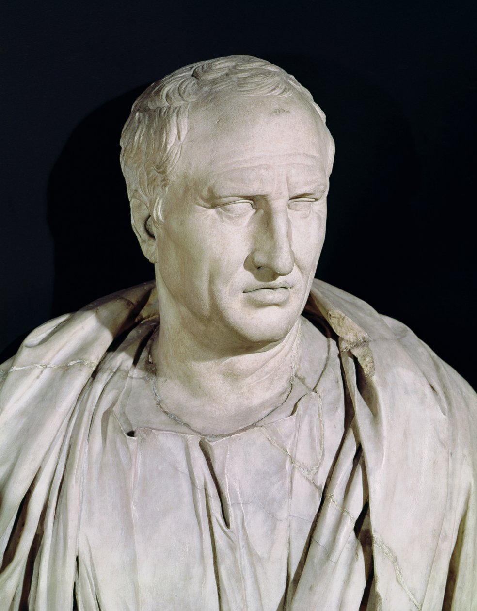 Buste af Marcus Tullius Cicero 106-43 f.Kr. marmordetalje af 168173 af Roman