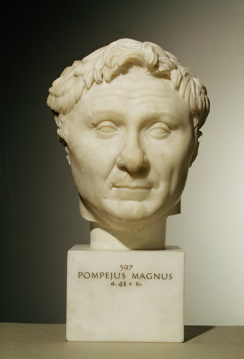 Buste af Pompejus (106-48 f.Kr.) ca. 60 f.Kr. (marmor) af Roman