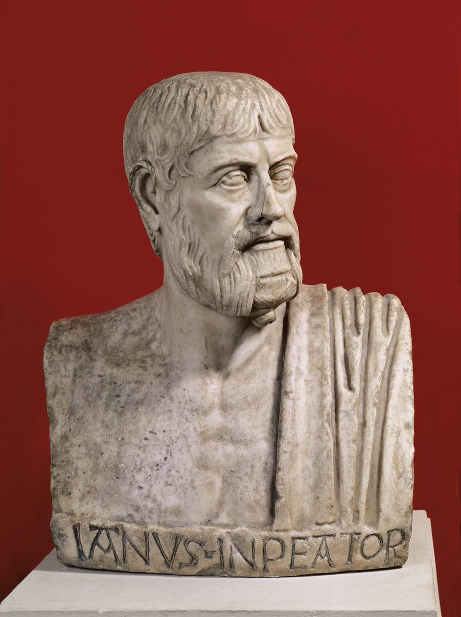 Buste formodes at være Flavius Claudius Julianus (331-363) kendt som Julian den Frafaldne (marmor) af Roman