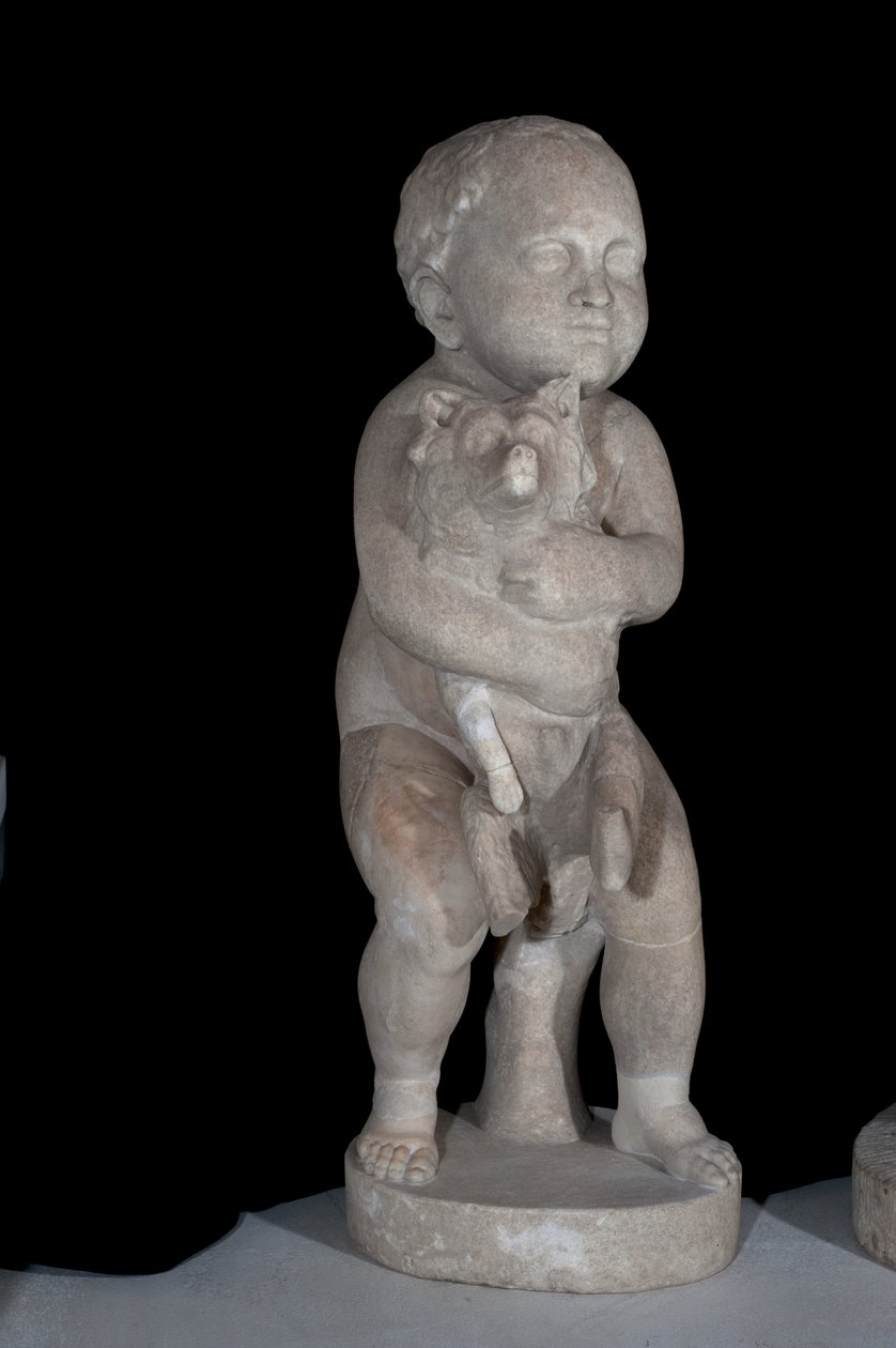 Barn med en hund (marmor) af Roman