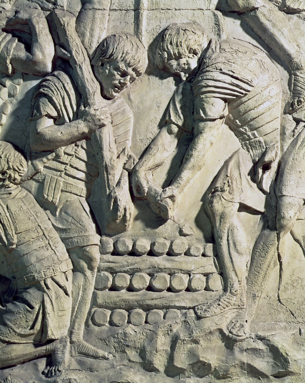 Konstruktion af fæstningsværker under felttoget mod sarmaterne, detalje fra en afstøbning af Trajans søjle (gips) af Roman