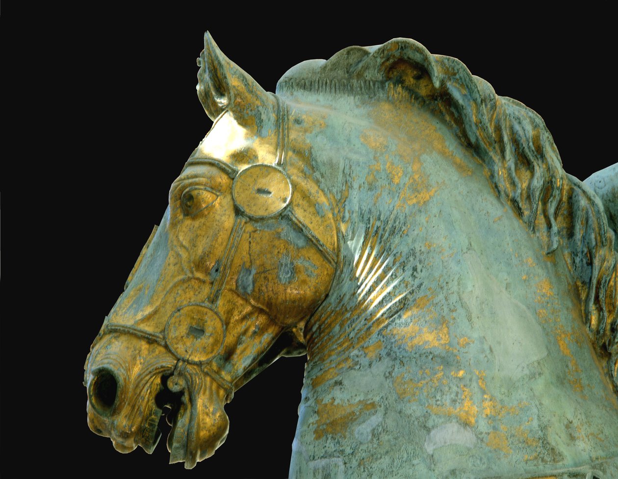 Detalje fra rytterstatuen af Marcus Aurelius (bronze) af Roman