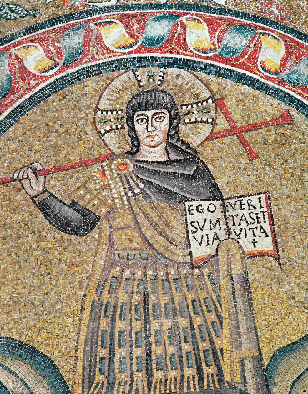 Detalje af en Warrior Christ mosaik af Roman