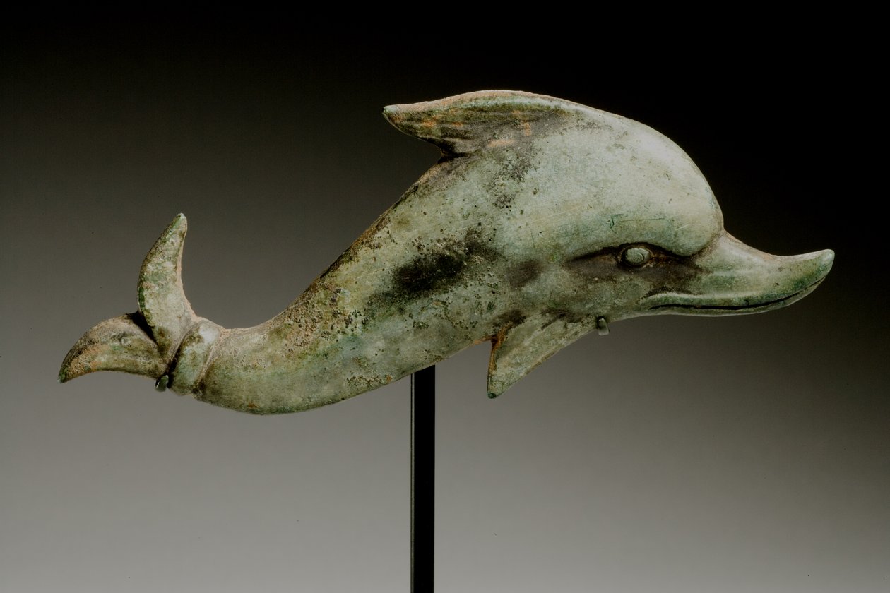 Delfinapplikation, 1.-2. århundrede e.Kr. (bronze) af Roman