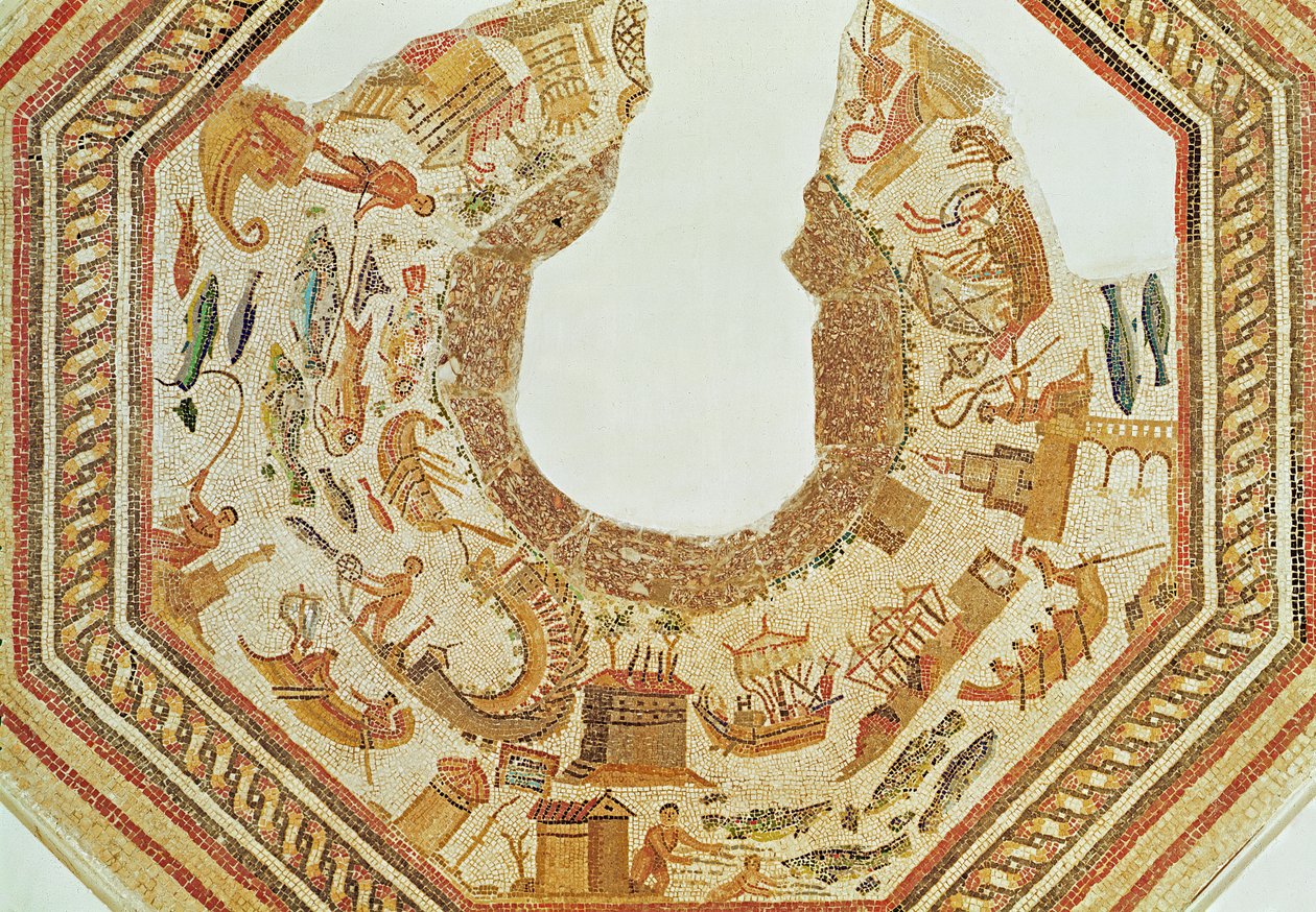 Fisk, fra Vega Baja (mosaik) (for detaljer se 316398) af Roman