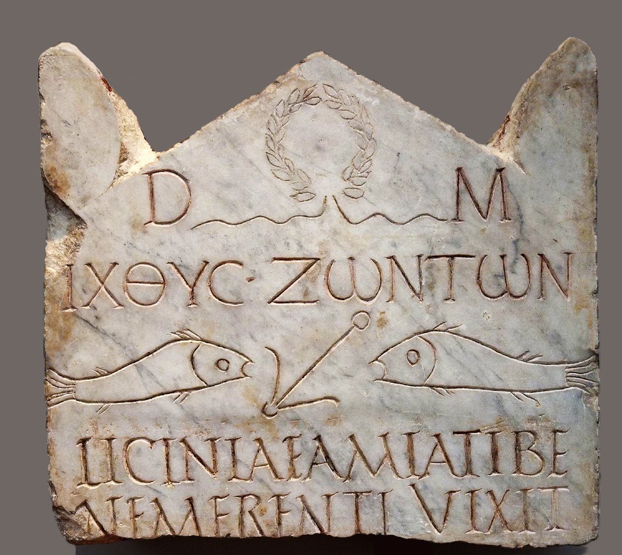 Begravelsesstele af Licinia Amias, fra området ved Vatikanets nekropolis, Rom (marmor) af Roman