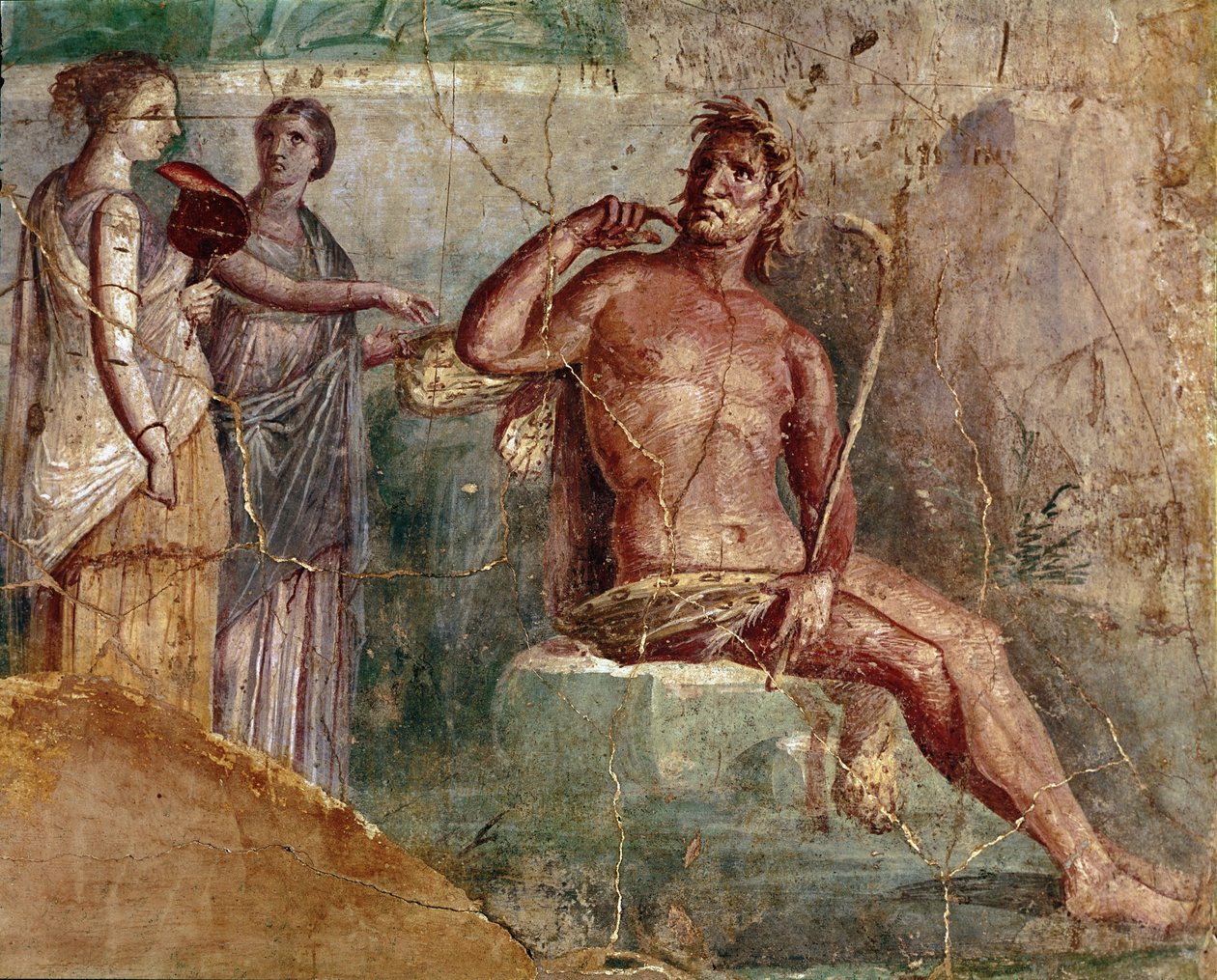 Galatea, med en vifte, og Polyphemus, fra Pompeji, 60-80 e.Kr af Roman
