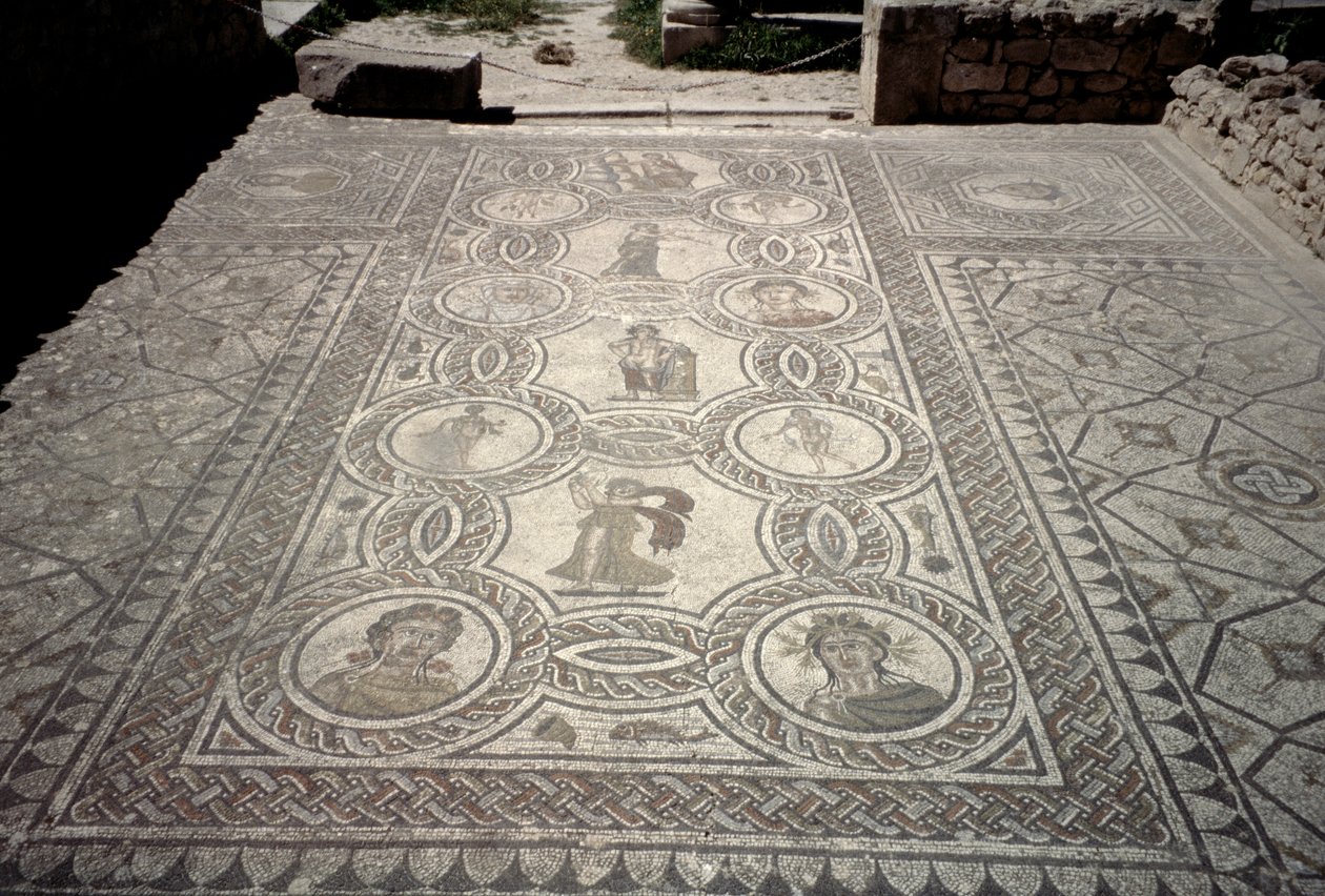 Guder og gudinder, fra stueetagen i et hus (mosaik) af Roman
