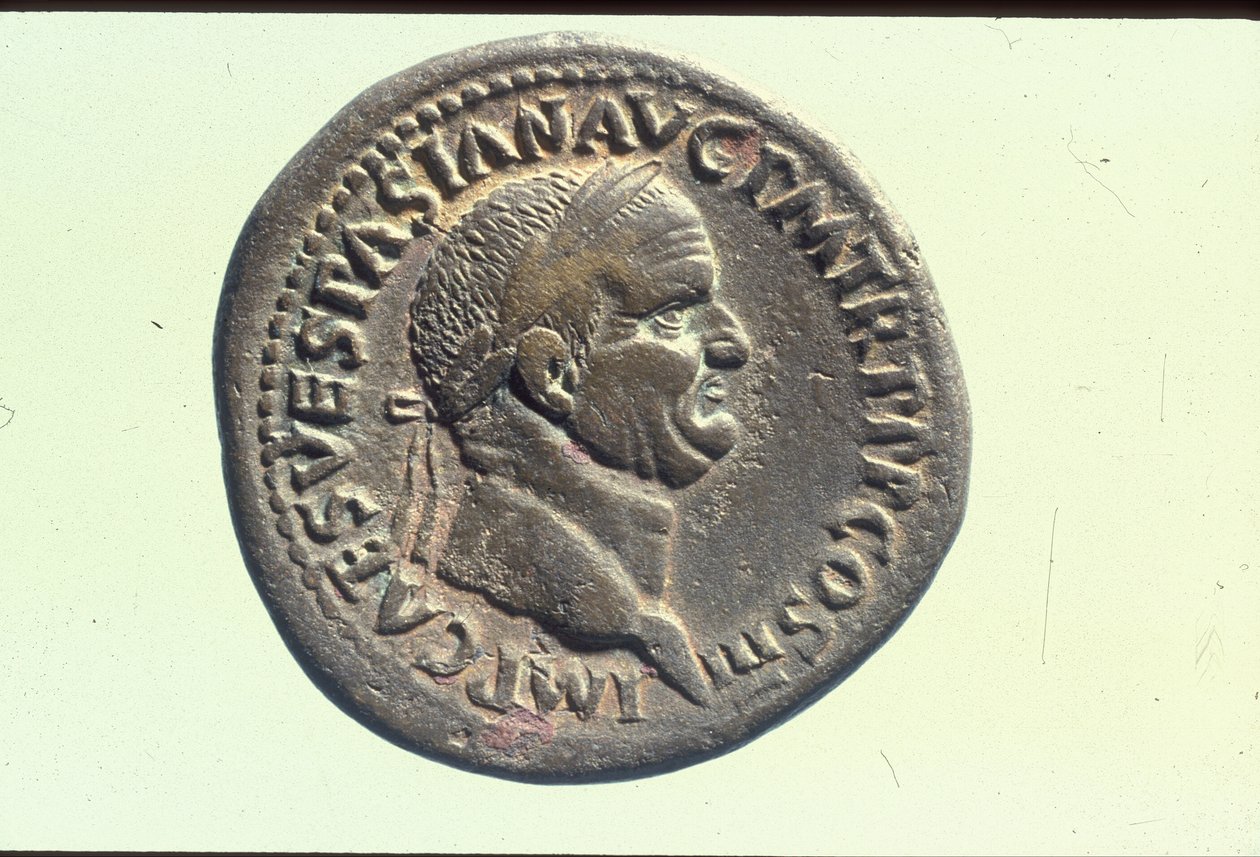 Kejserlig mønt forestillende kejser Vespasian (bronze) (se 398242 for bagside) af Roman
