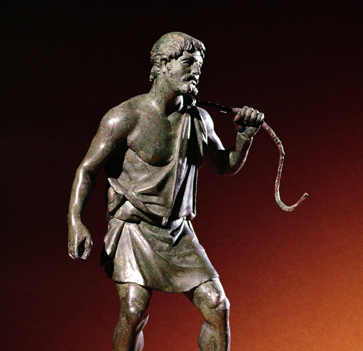 Lararium-statuette af en vandbærer (bronze) af Roman