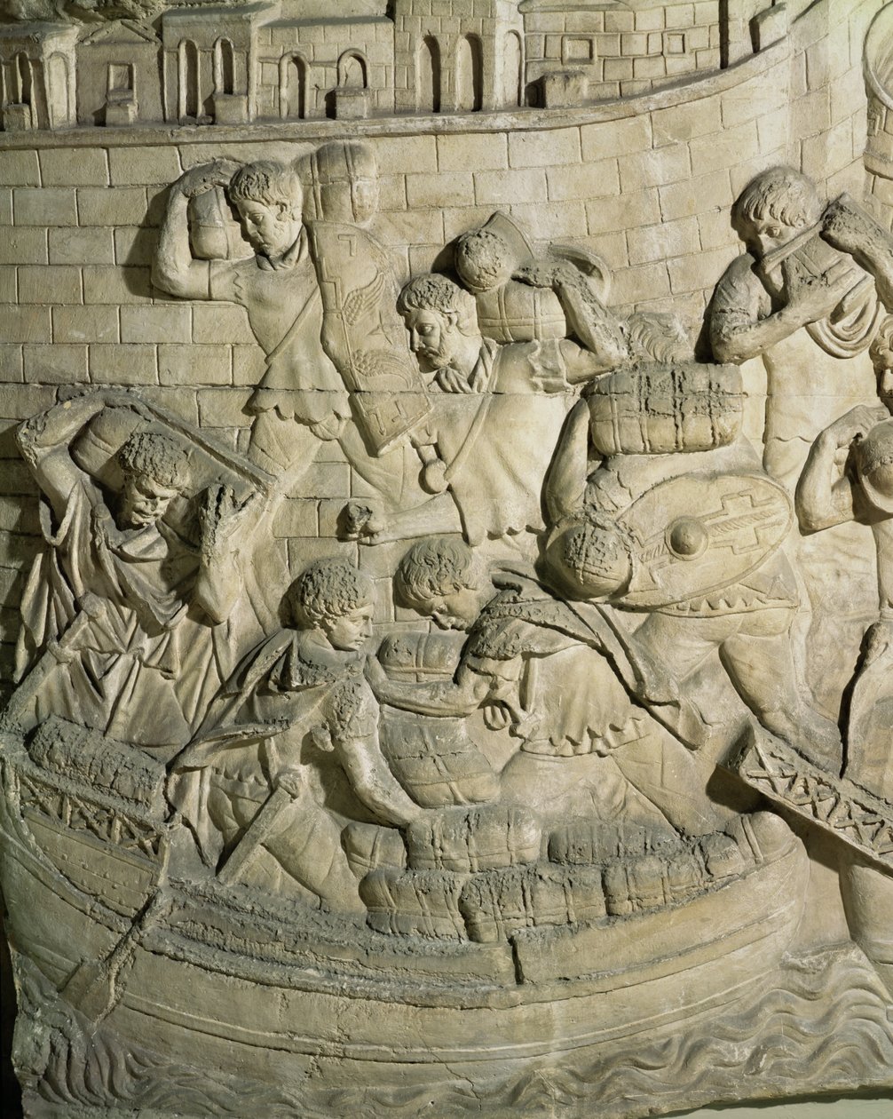 Lastning af et skib, detalje fra en afstøbning af Trajans søjle (gips) af Roman
