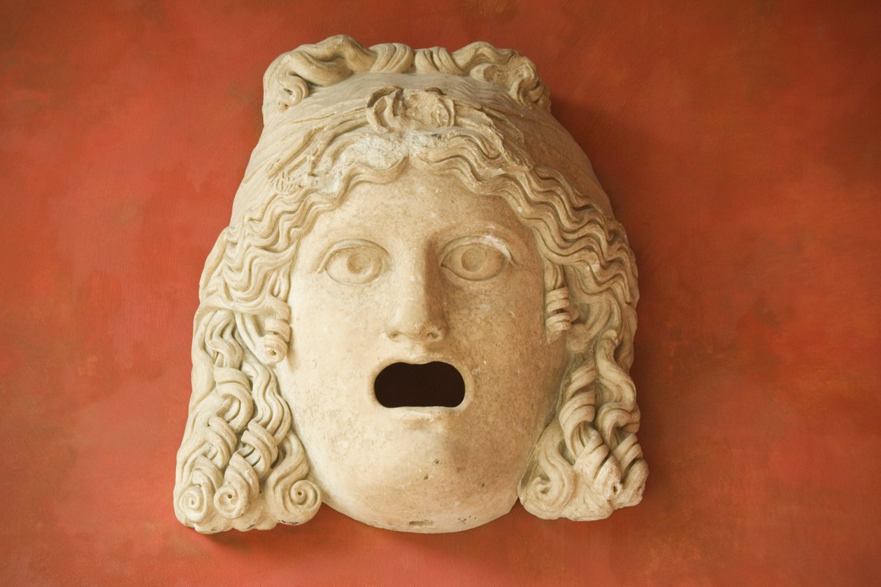 Maske med åben mund, romersk kejsertid (30 f.Kr.-500 e.Kr.) (marmor) af Roman