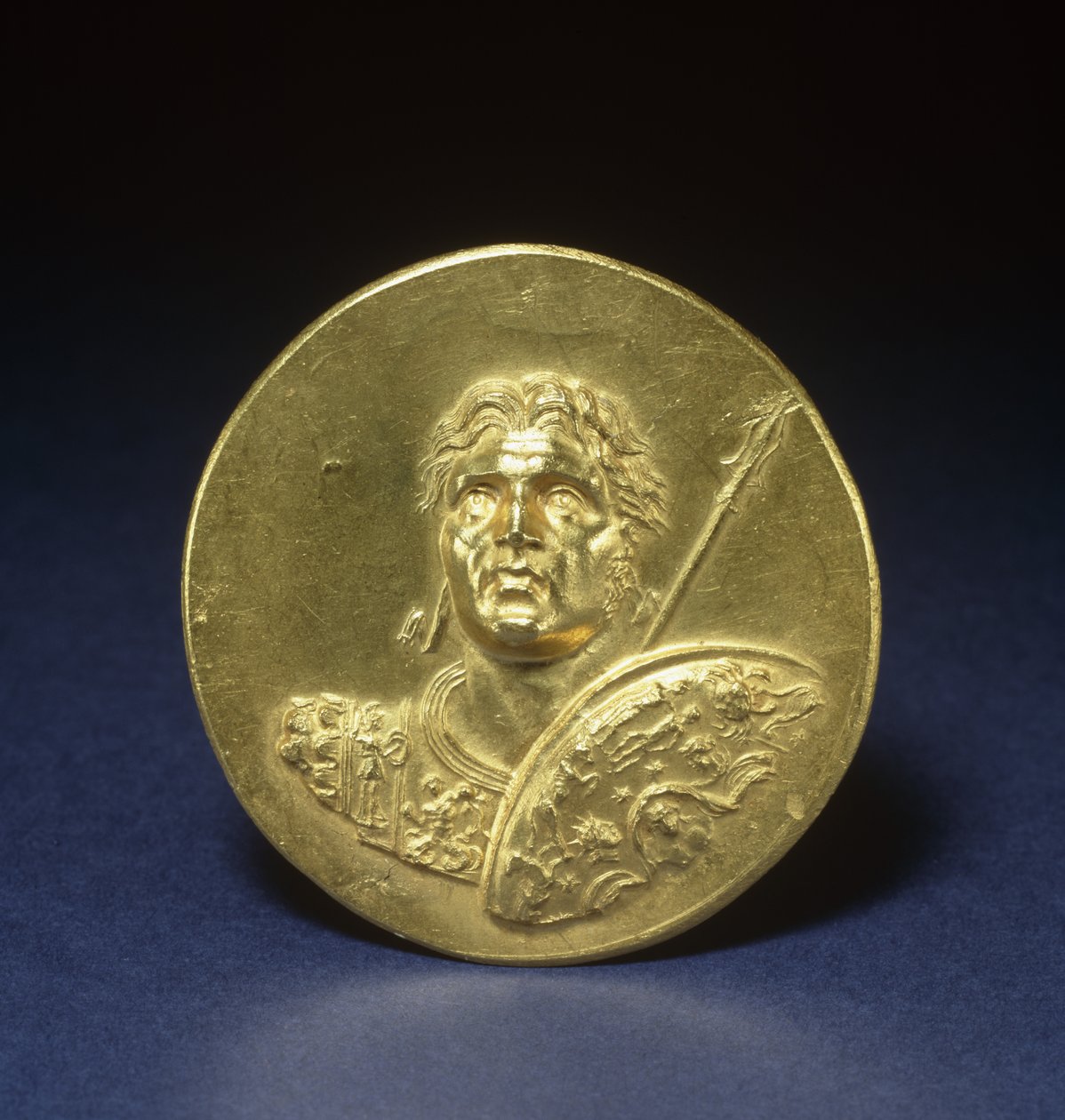 Medaljon med Alexander den Store, ca. 215-243 (guld) af Roman
