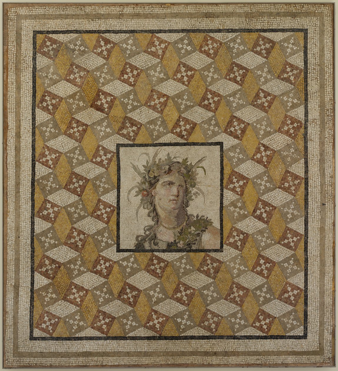 Mosaik gulvpanel (sten, fliser og glas) af Roman