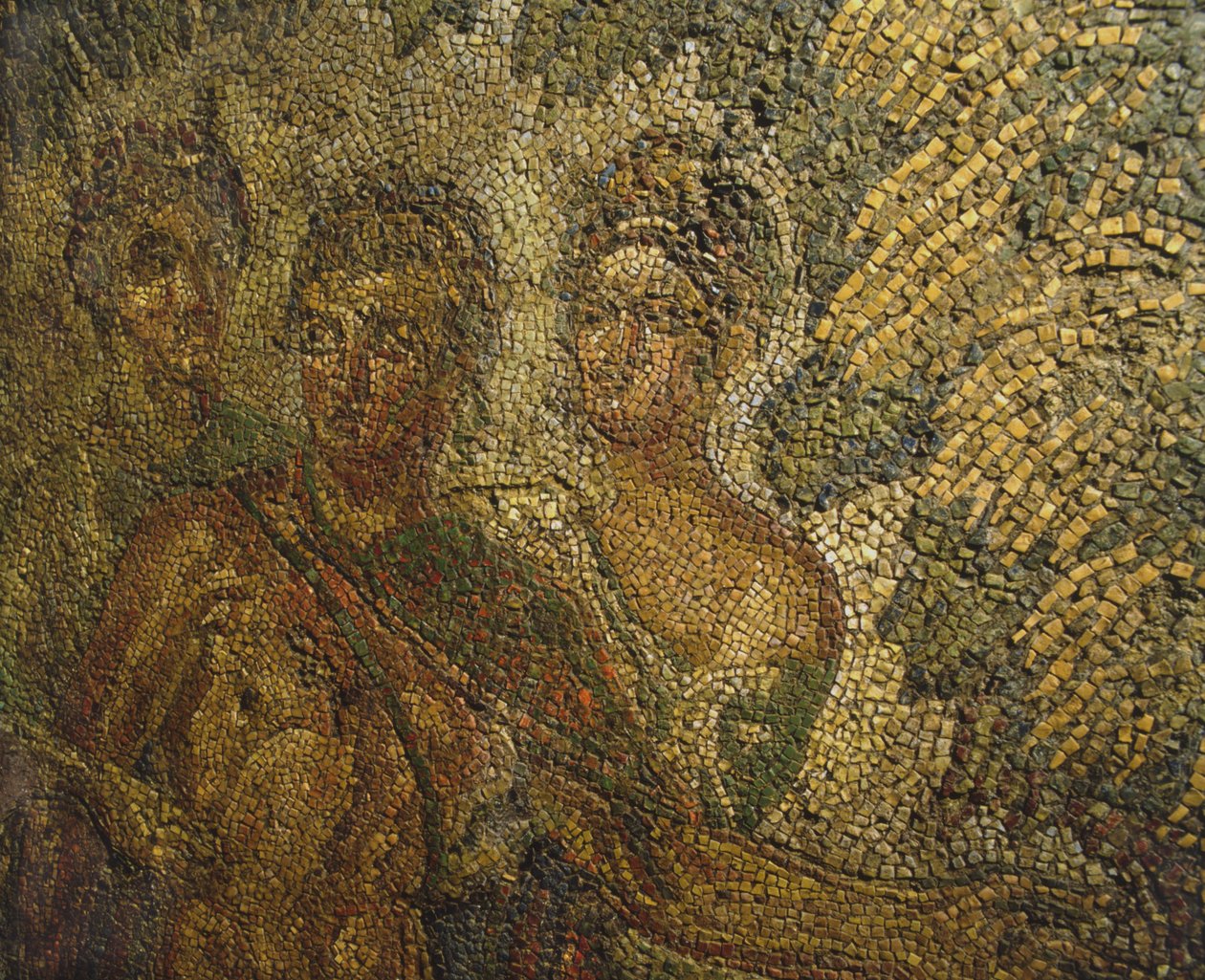 Mosaik fra en gammel bygning under kasernen af Cuirassiers ved Quirinale, Rom (mosaik) af Roman