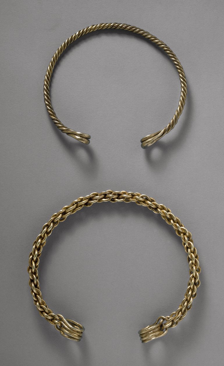 Halsringe (Torcs) fra Ulceby, Lincolnshire, 1. århundrede f.Kr. (electrum) af Roman