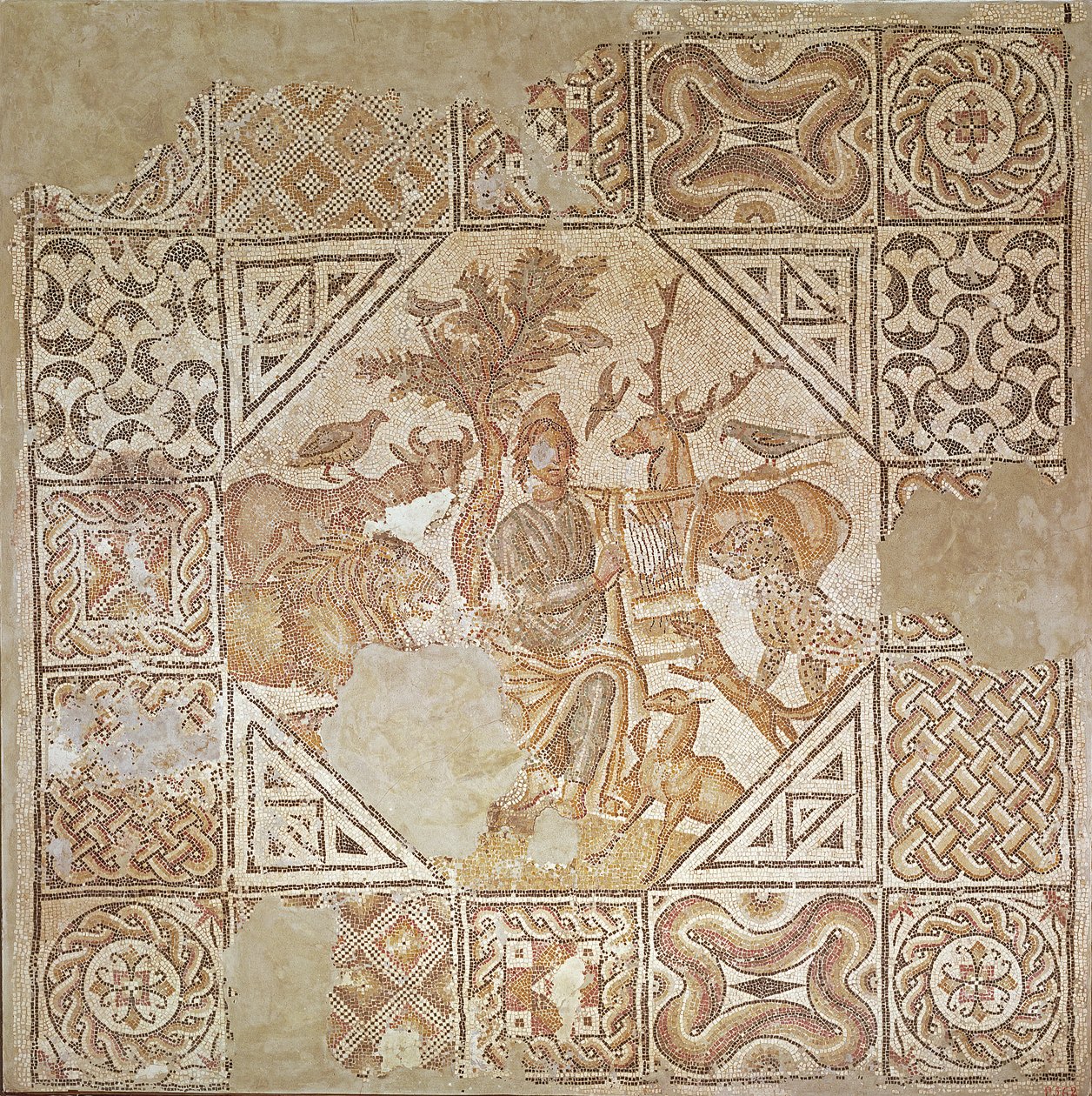 Orpheus Charming the Animals (mosaik) af Roman