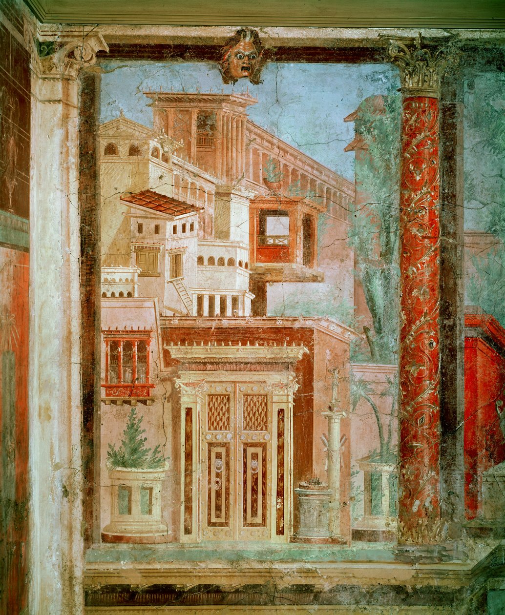 Panel fra Cubiculum fra soveværelset i P Fannius villa i Boscoreale, Pompeji, ca. 50-40 f.Kr. (vægmaleri) af Roman
