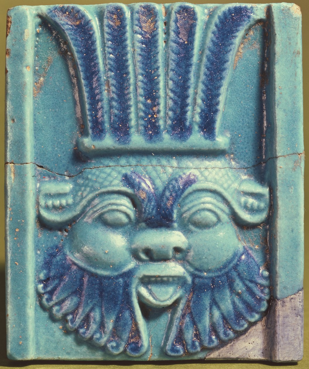 Plaque, der forestiller hovedet af Bes, ca. 30 f.Kr. (keramik) af Roman