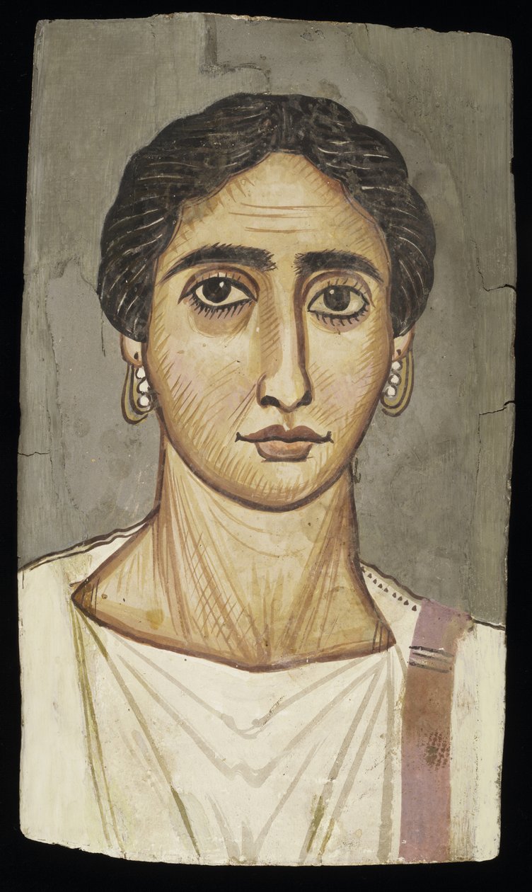 Portræt af en kvinde, ca.300 e.Kr. (tempera på træ) af Roman