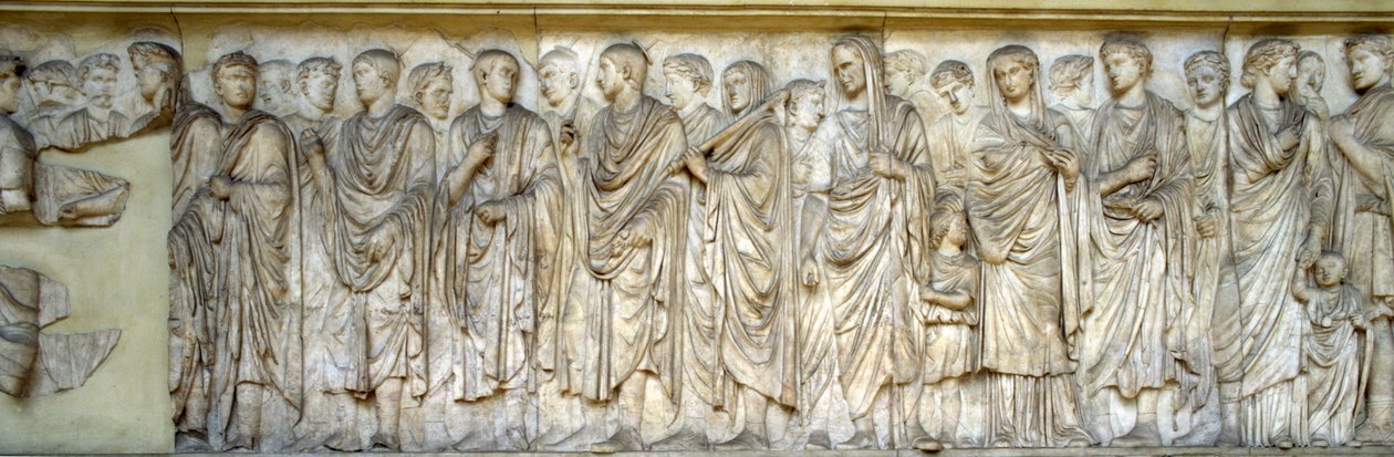 Procession, sydvæggen af Ara Pacis (marmor) af Roman