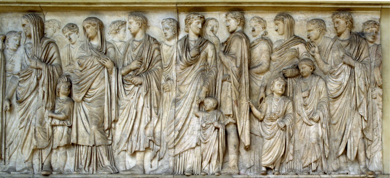Procession, sydvæggen af Ara Pacis (marmor) af Roman