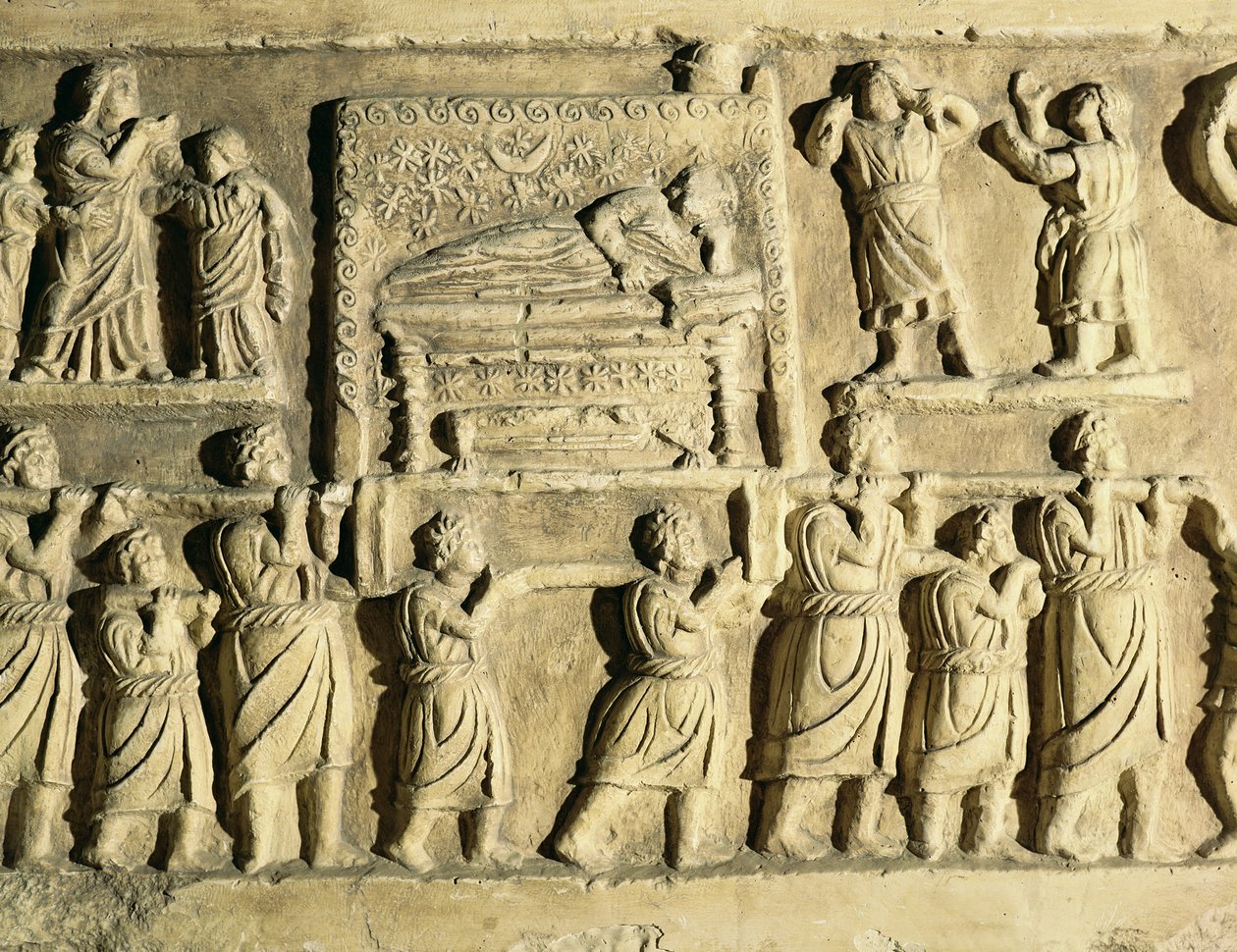 Relief, der viser en begravelsesscene af Roman
