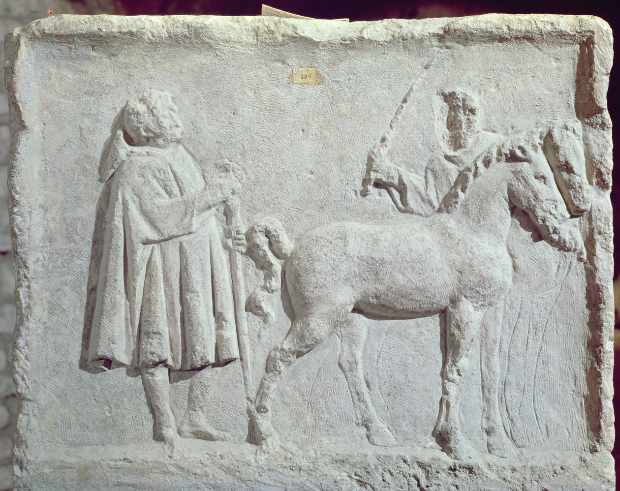 Relief afbildet et hestemarked, 2.-3. århundrede e.Kr. af Roman