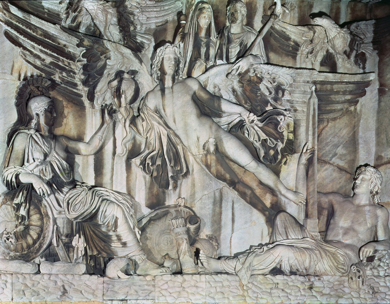 Relief af apoteosen af kejser Antoninus Pius og hans hustru Faustina, 161 e.Kr. (marmor) af Roman