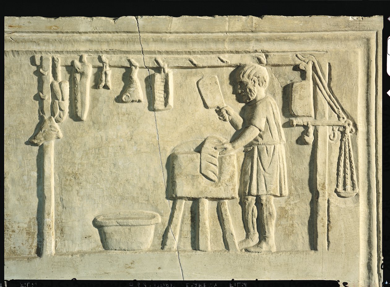 Romerske slagtere, reliefstensdetalje af 113294 af Roman