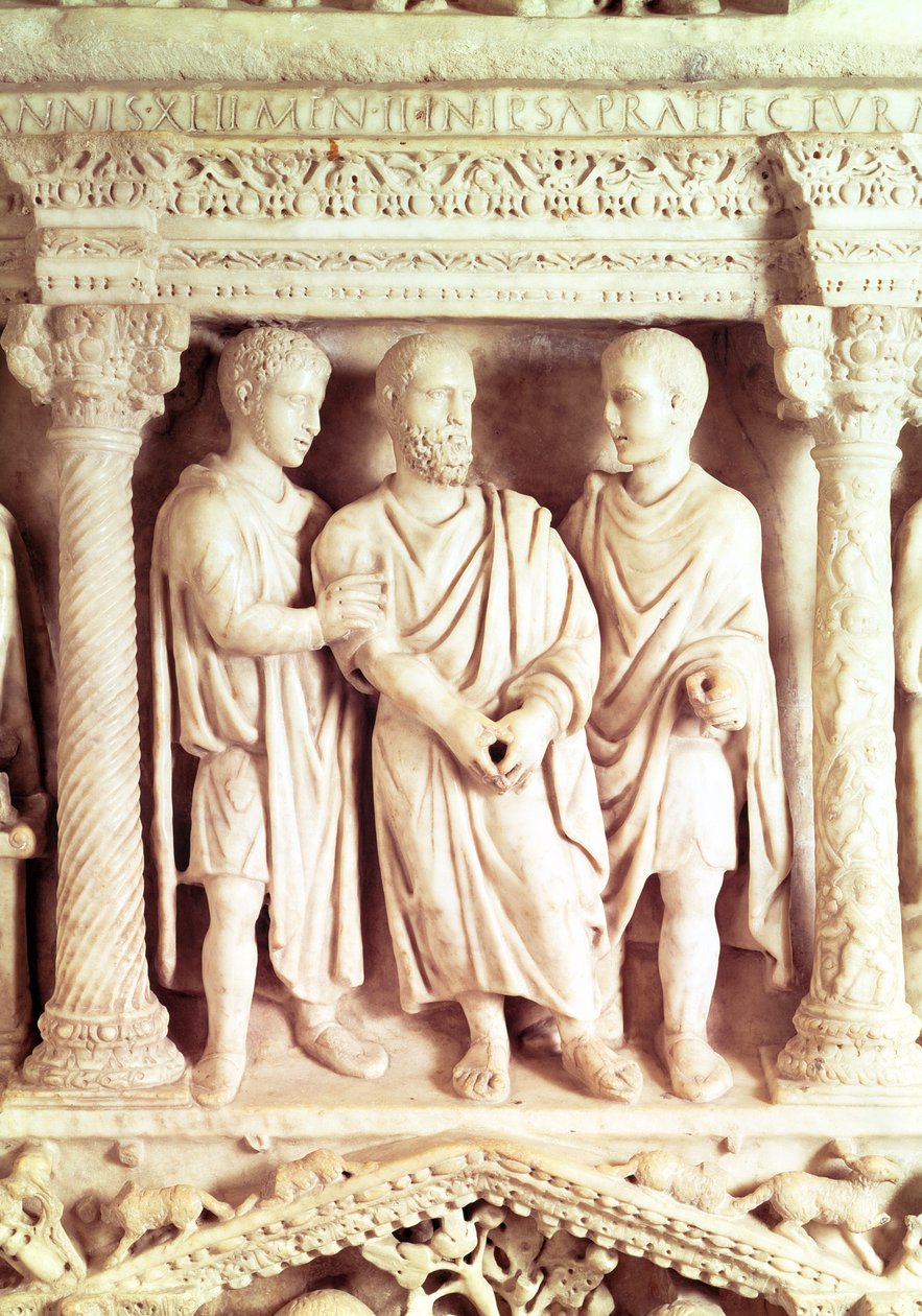 Sarkofag af Giunio Basso, 4. århundrede (marmor) af Roman
