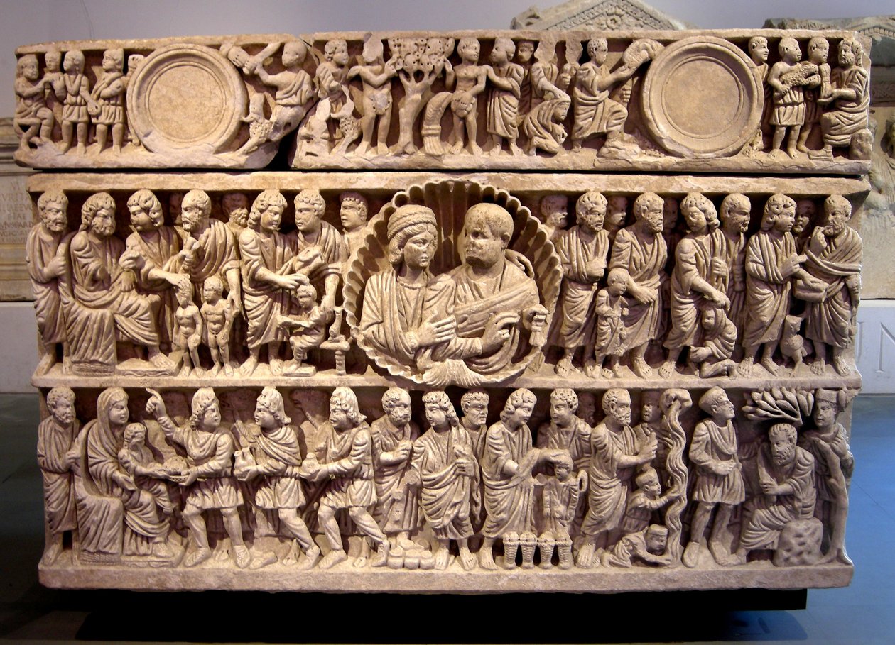 Sarkofag af Kristi mirakler, ca. 375 (marmor) af Roman