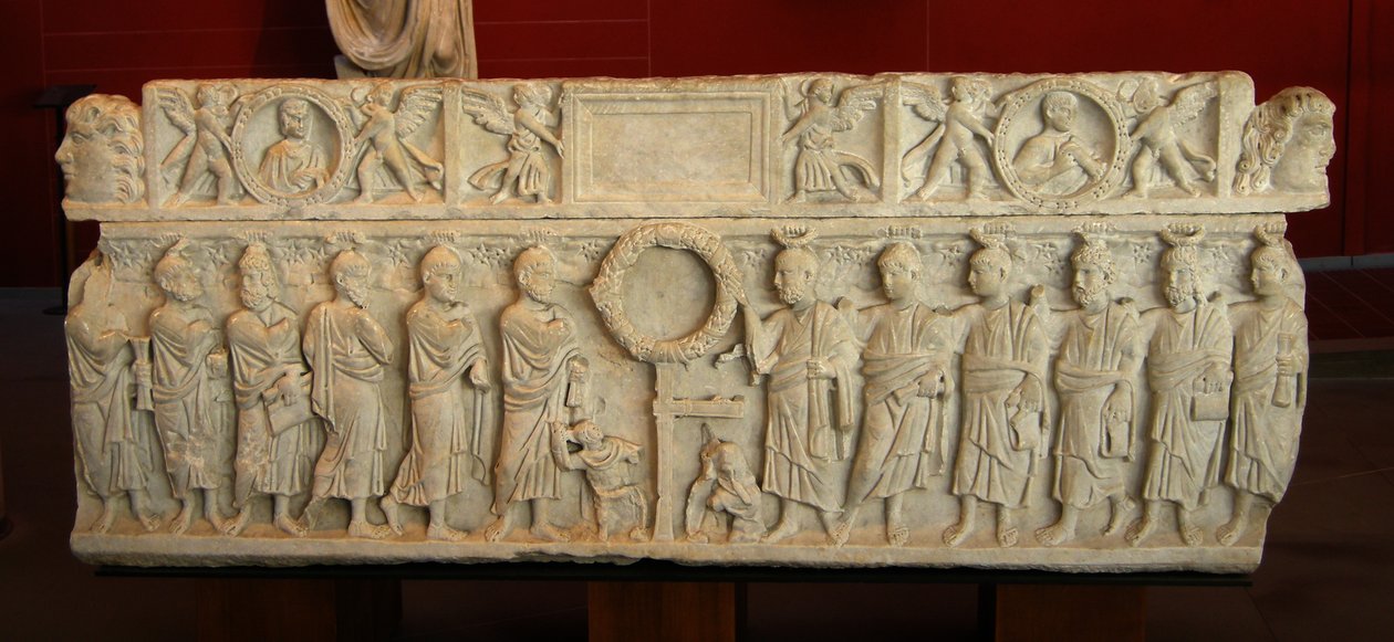 Sarkofag, der viser Anastasis (marmor) af Roman