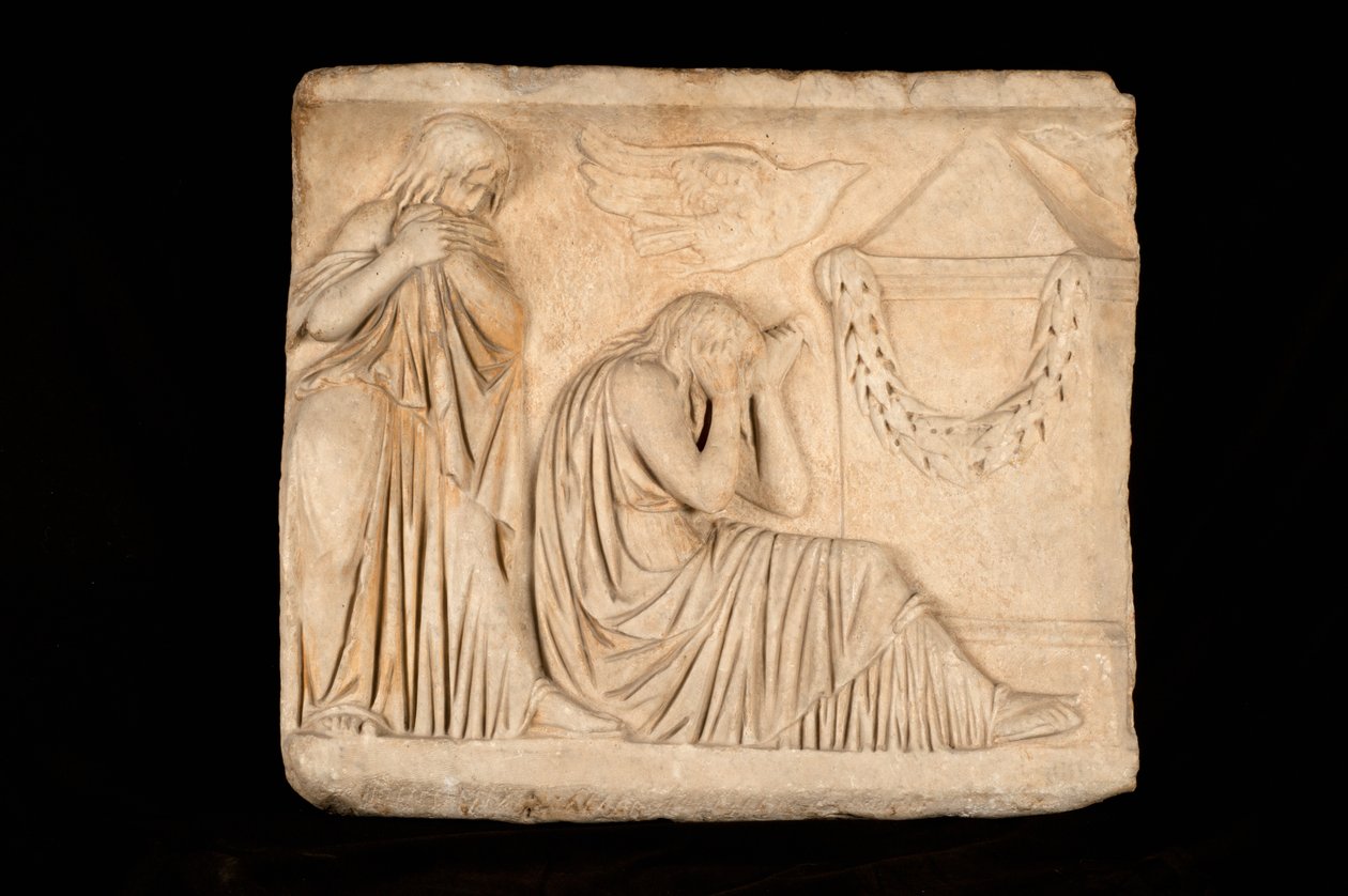 Sarkofag med en sorgscene (marmor) af Roman