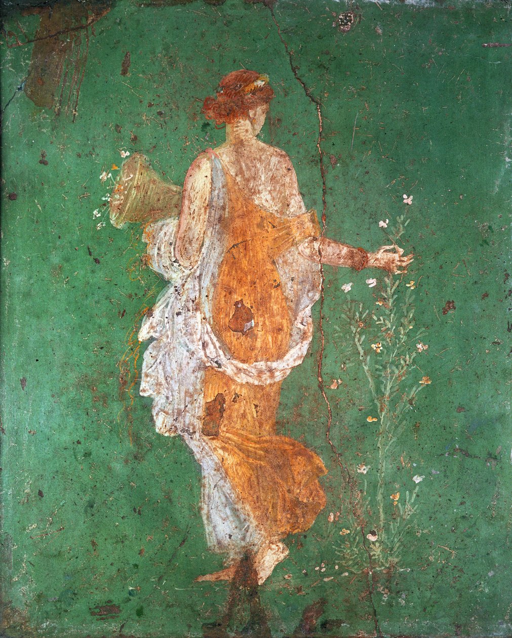 Forår, jomfru, der samler blomster, fra villaen Varano i Stabiae, ca. 15 f.Kr.-60 e.Kr. af Roman