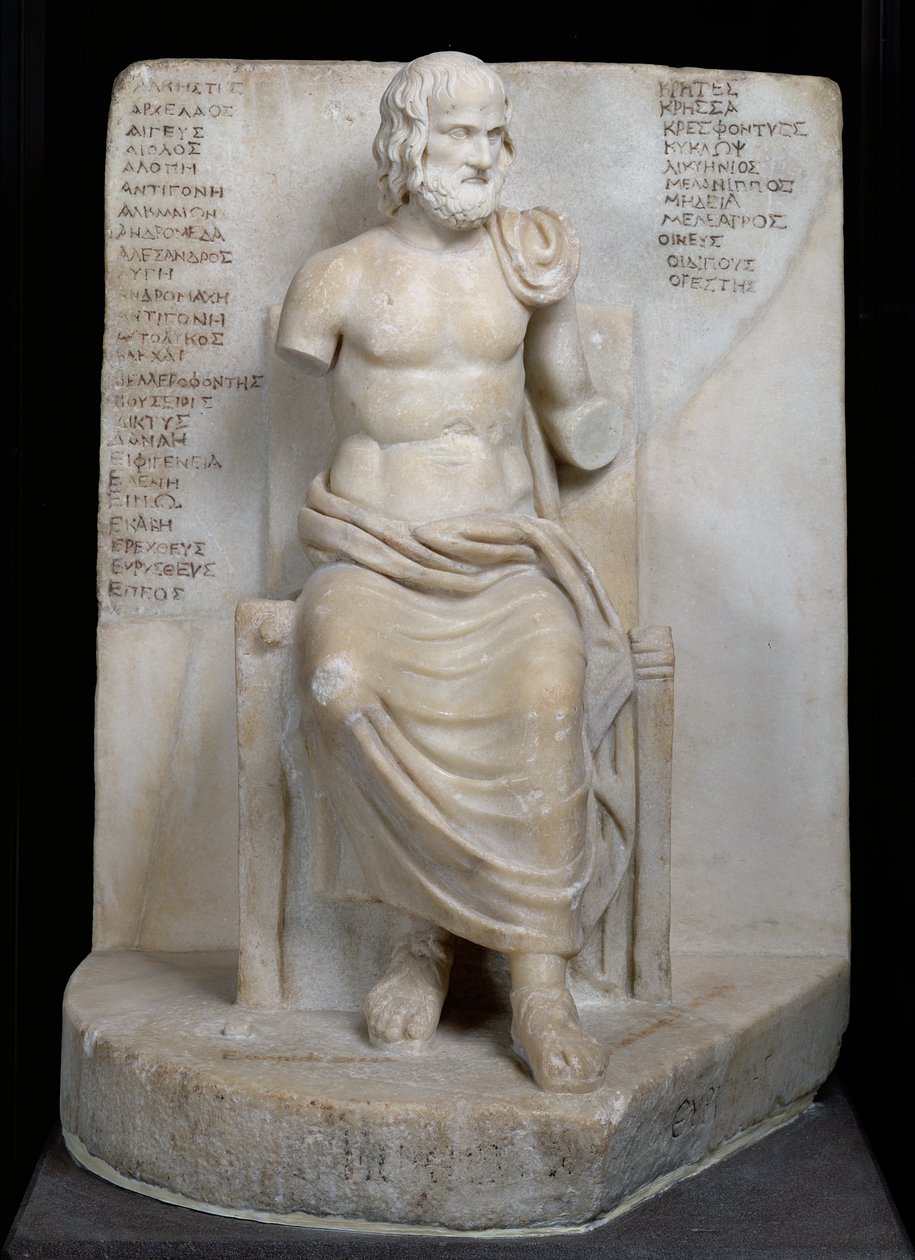 Statue af Euripides (ca. 484-06 f.Kr.) (marmor) af Roman