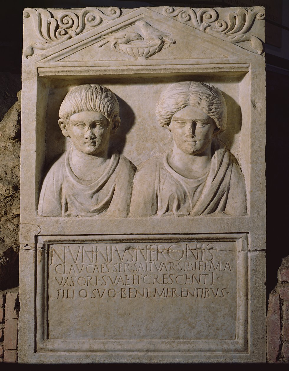Stele lavet som en lille aedicule Autoparco VI, Necropolis af "Via Triumphalis", Vatikanet Necropolis (marmor) af Roman