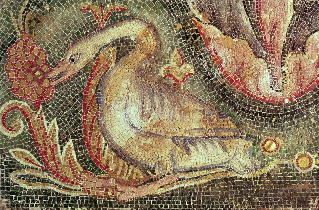 Svane, restaureret ca. 1200 (mosaik) af Roman