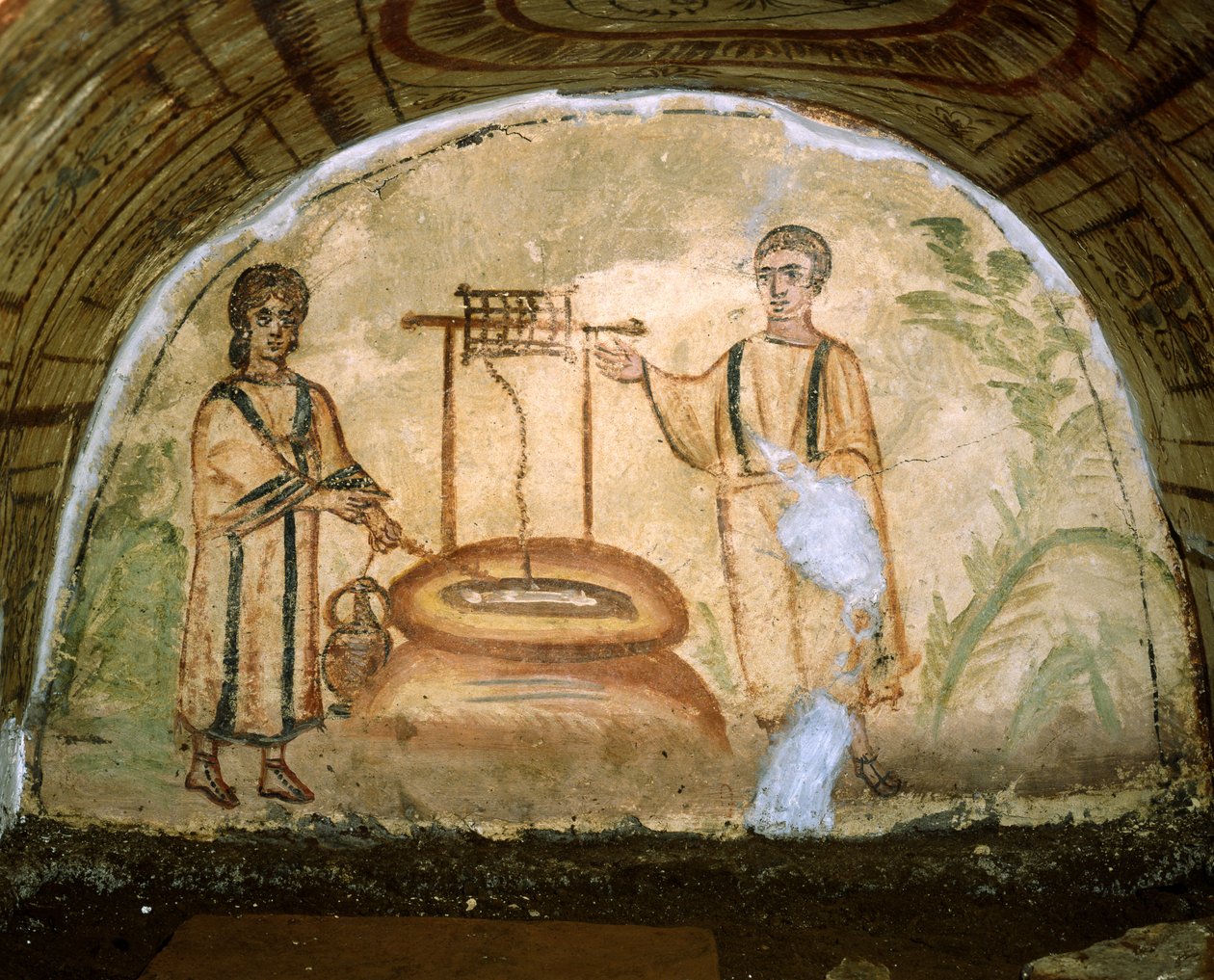 Den samaritanske kvinde ved brønden, katakomberne på Via Latina, Rom af Roman