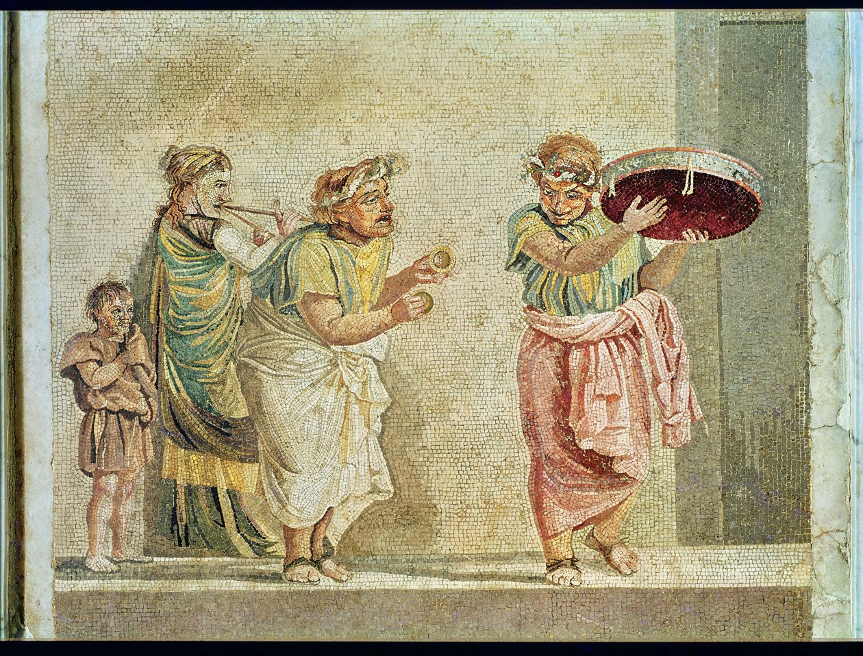 The Street Musicians, ca. 100 f.Kr. (mosaik) af Roman
