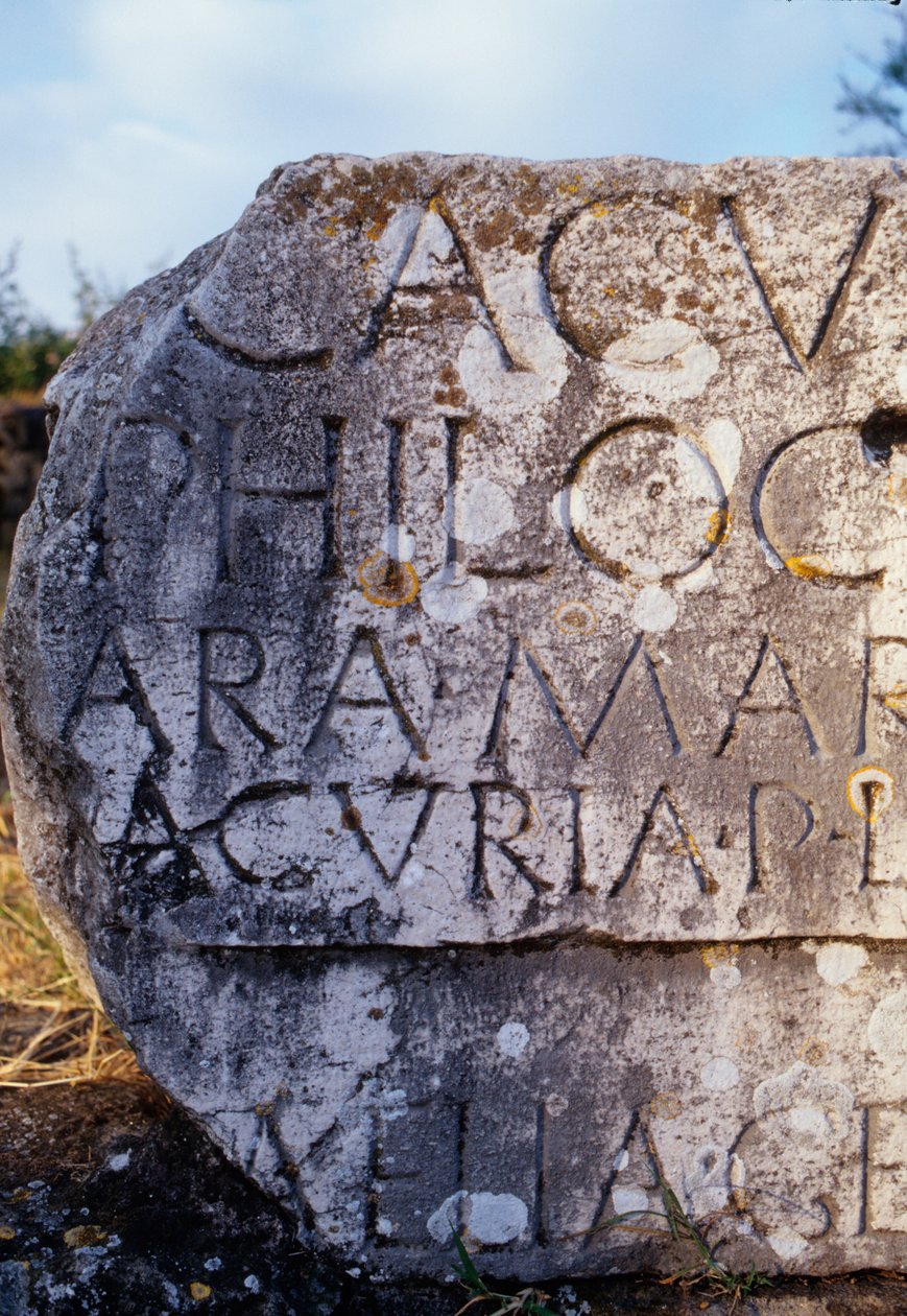 Gravfragment med tekst på Appian Way af Roman