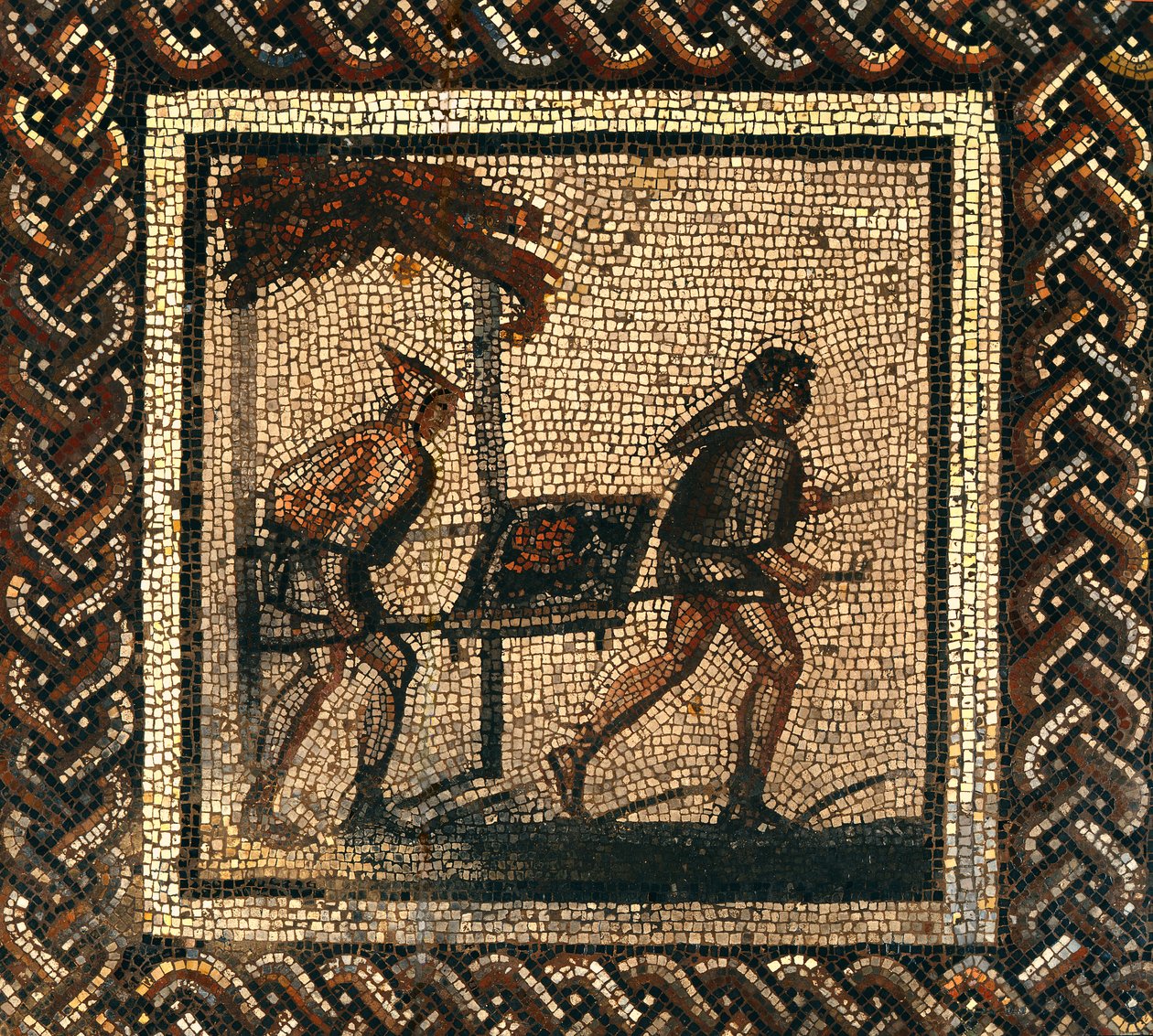 Transport af gødning fra Saint-Romain-en-Gal (mosaik) af Roman