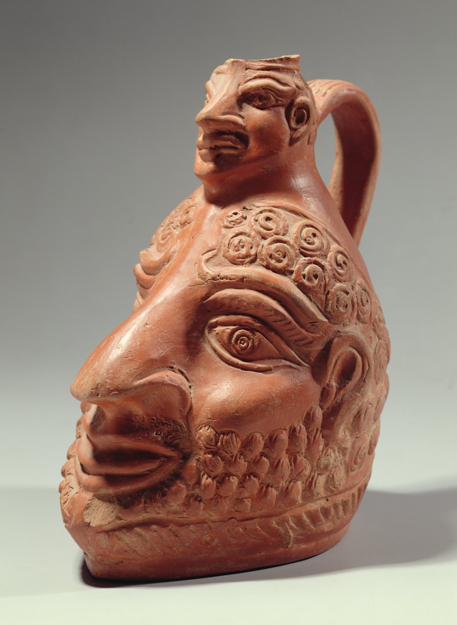 Vase i form af dobbelthoved, ca. 400 e.Kr. (keramik) af Roman