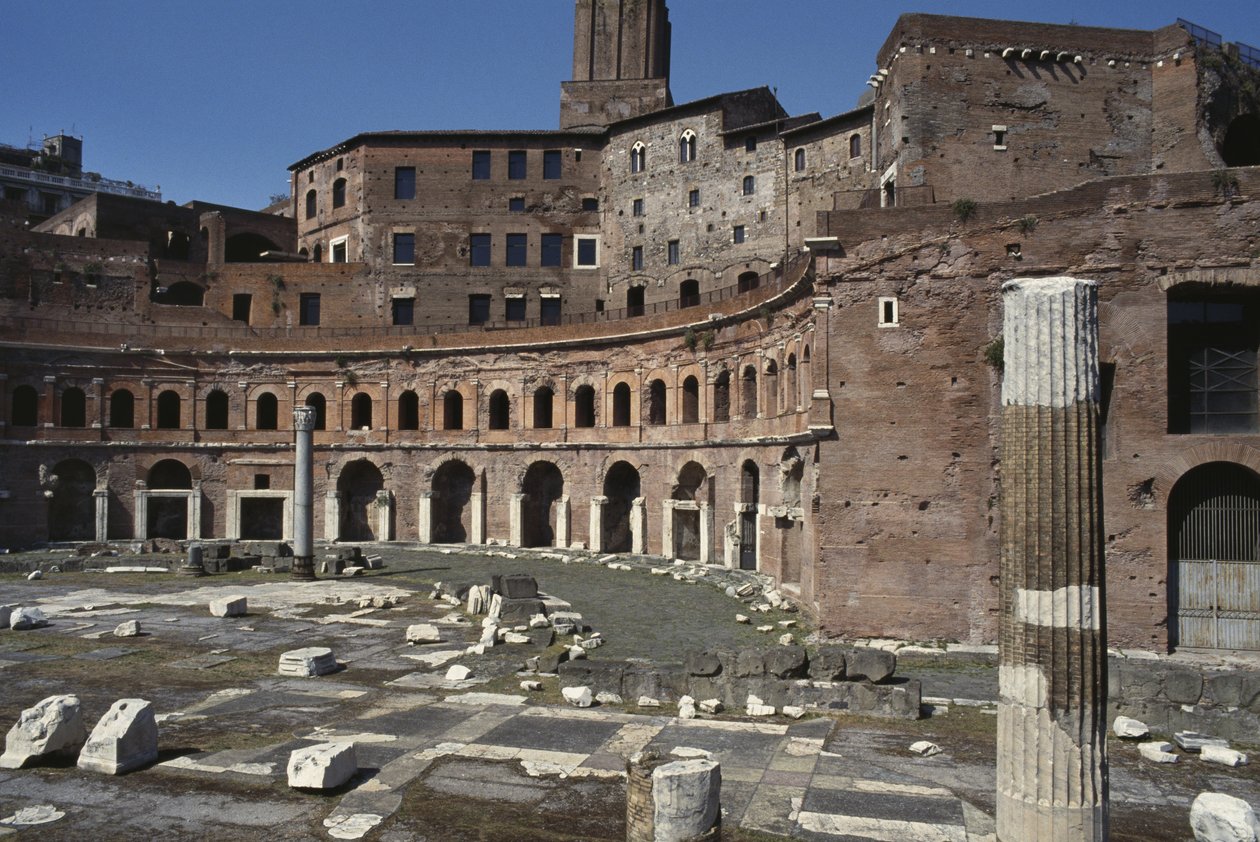 Udsigt over Trajans Forum, bygget 107-112 af Roman
