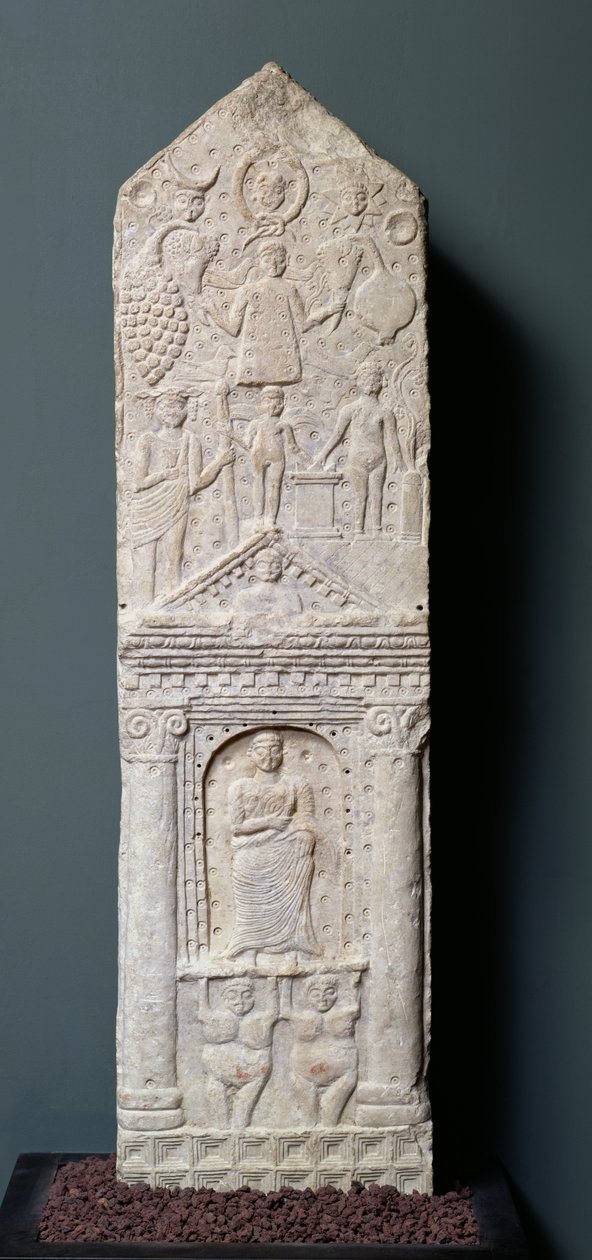 Votiv stela dedikeret til Saturn, fra Maghroua (gamle Macota) 2.-3. århundrede (kalksten) af Roman